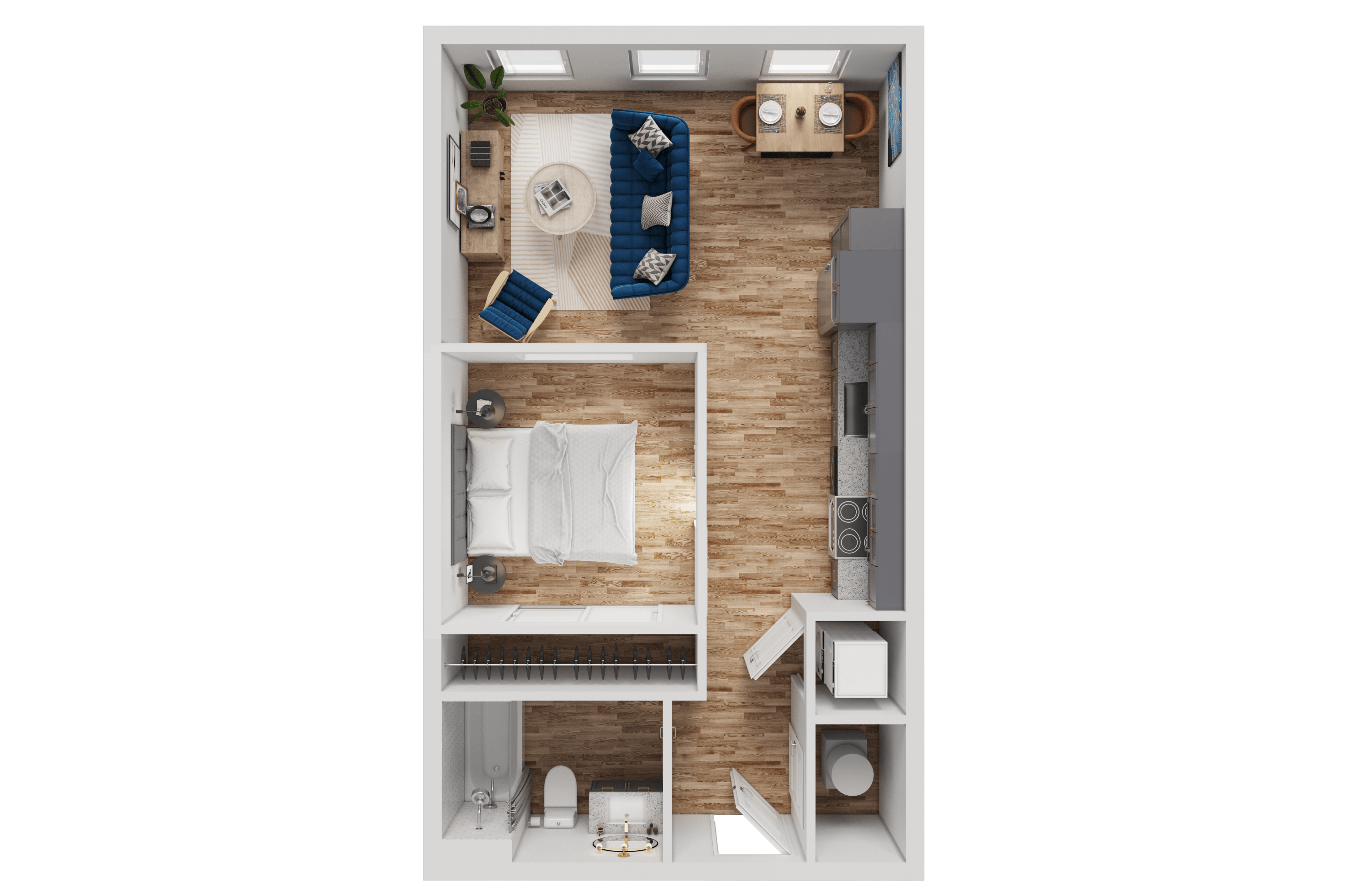 Floor plan for 1 bed, 1 bath, 546 sqft